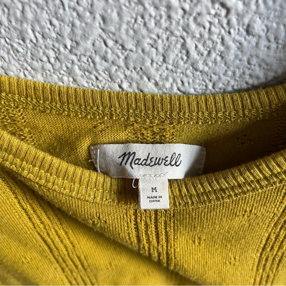Madewell Pointelle Ribbed Tee Mustard Yellow Knit Top Medium - Picture 5 of 11